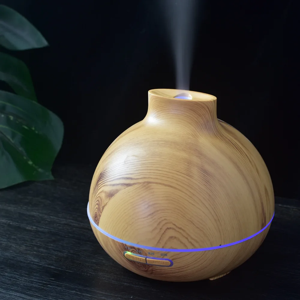 

Air Humidifier Essential Oil Diffuser Wood Grain With Flat Mouth Aromatherapy Humidifier Ultrasonic Battery Portable Diffuser