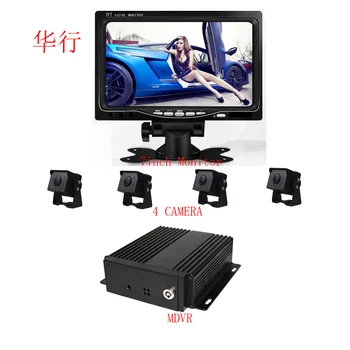 

factory sales SD MDVR kit include 4 AHD 720P cameras 4 cables and 7 SPI inch monitor mobile dvr package with VGA CVBS prot