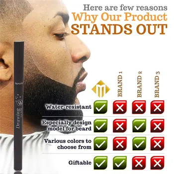 

Beard Pen Barber Pencil and Brush Male Mustache Repair Shape Effective Enhance Facial Hair Waterproof Proof Sweat Proof t6