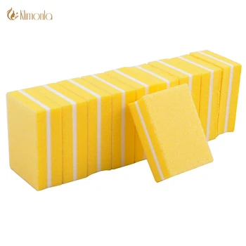 Günstig 20 Teile/los Mini Schwamm Gelb Professionelle Nagel Datei 100/180 Grit Schleif Dicken Dateien UV Gel Pflege Nagel Maniküre Werkzeuge Salon