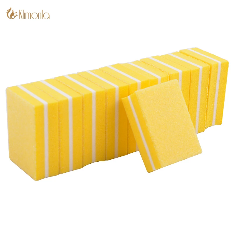

20Pcs/Lot Mini Sponge Yellow Professional Nail File 100/180 Grit Sanding Thick Files UV Gel Care Nail Manicure Tools Salon