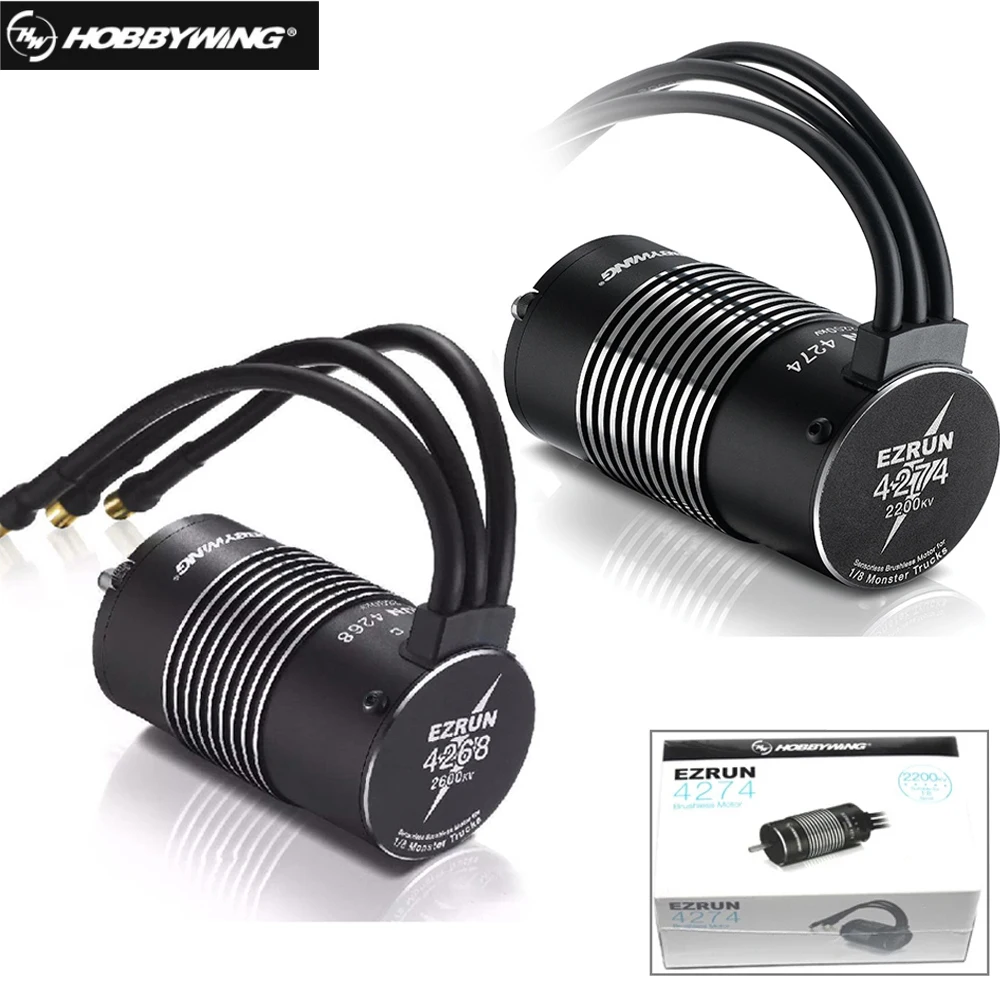 Hobbywing EZRUN 4274 2200KV/4268 2600KV 4-Poles High Frequency Senseless Brushless Motor For 1/8 RC Toy Car Monster Truck