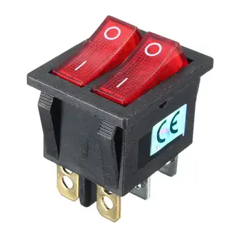 

1pc DIY Model KCD3 Double Boat Rocker Switch Toggle 6 Pin On-Off With Red Light 20A 125VAC Factory Online Wholesale Hot