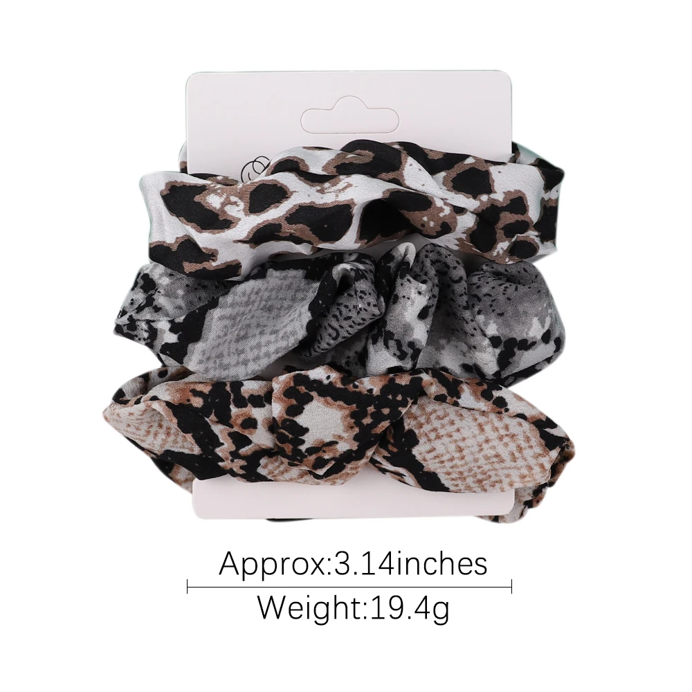 3PCS/Set Women Winter Velvet/Silk Leopard Scrunchie Elastic Hair Bands Hair Ties Ropes Ponytail Holder Headband Hair Accessories bridal hair clip