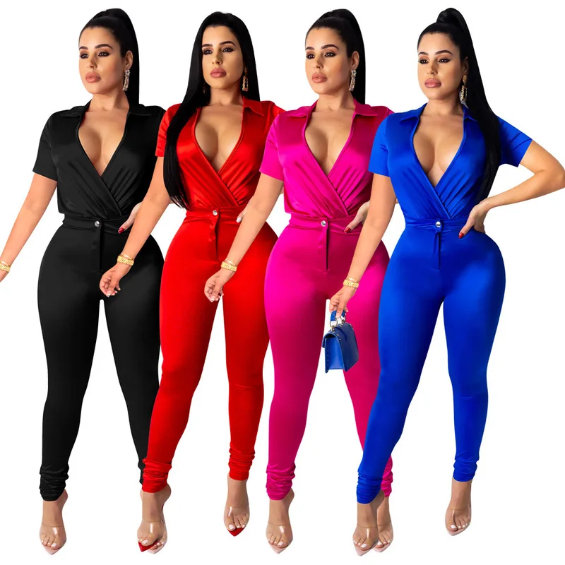 

European and American Sexy Casual Jumpsuit Two-piece Suit 2020 New Women's Jumpsuit Suit