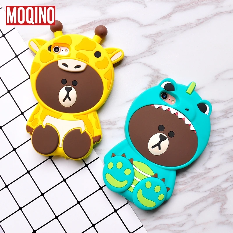 

For iPhone Xs Max Xs 6 6s 6sPlus 7 8 8Plus XR Case Brown Bear Silicone Phone Cases Covers