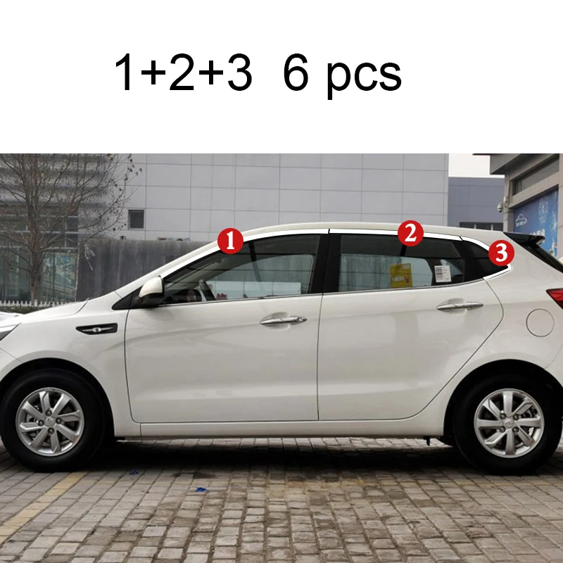 Lsrtw2017 нержавеющая сталь окна автомобиля планки украшения для kia rio 2012 2013 k2 pride - Название цвета: 6 pcs trims hatchbac