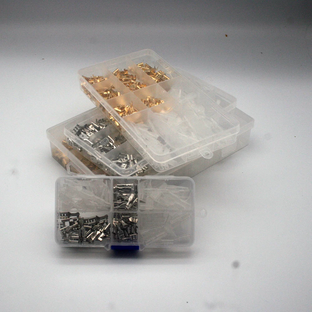 Box mounted 120/270/600pcs spring insert sheath 2.8 / 4.8 / 6.3 cold pressed set terminal block butt plug auto connectors termin