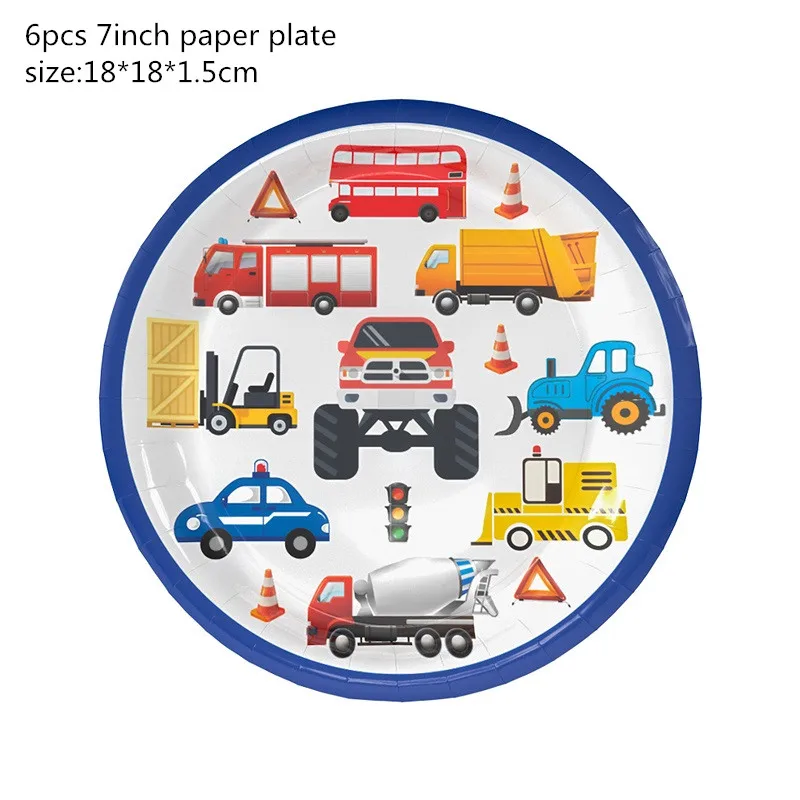 Мультяшные строительные машины, вечерние, декоративные, синие, инженерные машины, одноразовые, посуда, экскаватор, топпер для торта, товары для дня рождения - Цвет: 8