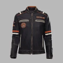 Новинка, винтажная черная мотоциклетная куртка из натуральной кожи, Мужская Толстая байкерская куртка из воловьей кожи, зимние пальто