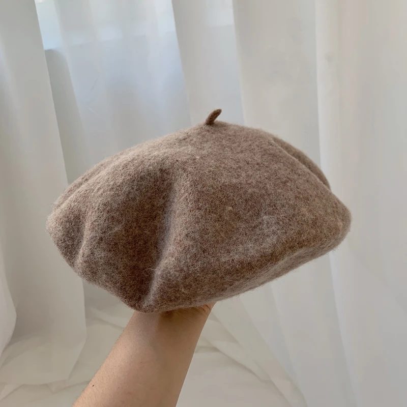 Luna&Dolphin Women 90%Wool Mushroom Rimi Blue Berets Autumn Winter Deep Eaves Knitting Artist Cap Painter Beanie Hat Sweet Color Luna&Dolphin Women 90%Wool Mushroom Rimi Blue Berets Autumn Winter Deep Eaves Knitting Artist Cap Painter Beanie Hat Sweet Color