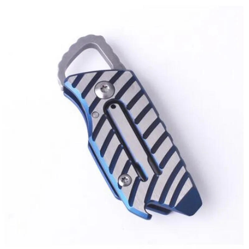

Titanium EDC tool, folding outdoor multi-function key ring opener, open box knife D2 steel blade mechanical knife