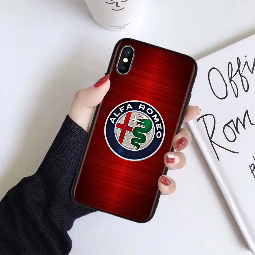 Чехол с логотипом Alfa Romeo для Apple iphone 11 Pro XR XS Max X 7 8 6 6S Plus 5 5S SE Черный силиконовый чехол для телефона