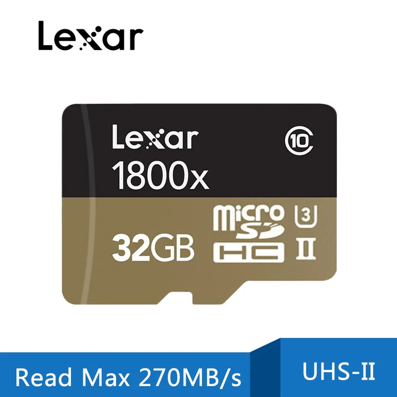 Lexar Профессиональный 1800x TF карты UHS-II Micro SD Card 64 Гб оперативной памяти, 32 Гб встроенной памяти до 270 МБ/с. U3 Class10 слот для карт памяти, флеш-карта