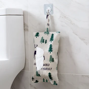 

hanging type Cotton and Linen Tissue Box for living room toilet tissue paper rack outdoor travel car portable tissue paper bag