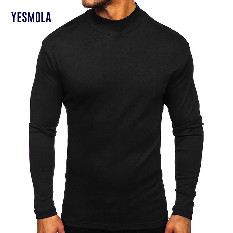 

YESMOLA High Neck Bottomed Shirt Long Sleeve T Shirt for Men 2021 Autumn Winte Bottoming Slim Warm Men's T-shirt US Size