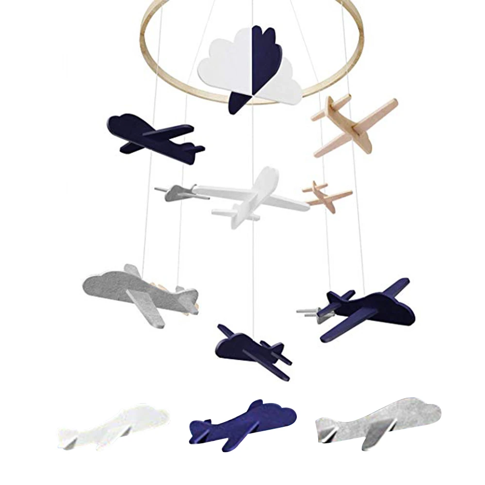 

Baby Bed Bell Bedroom Sleeping Toys Airplane Shape Play Crib Hanging Decoration Baby Circling Bed Felt Toys Children Wind Chimes