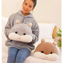 Плюшевая сумка на плечо в форме хомяка, подушка для рук, мягкая мультяшная плюшевая кукла, Подушка для сна, сумка через плечо, сумка-мессенджер(серая