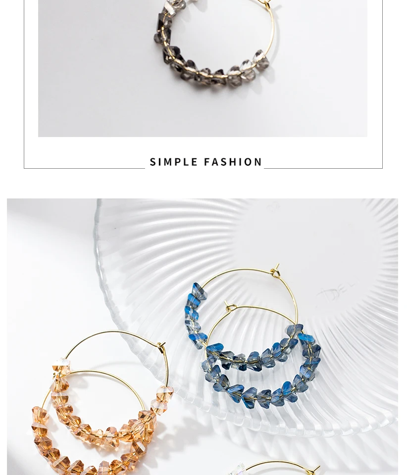 New Fashion Crystal Beads Big Circle Hoop Earrings 925 Sterling Silver Earring For Women Bohemian Wedding Engagement Jewelry (7)