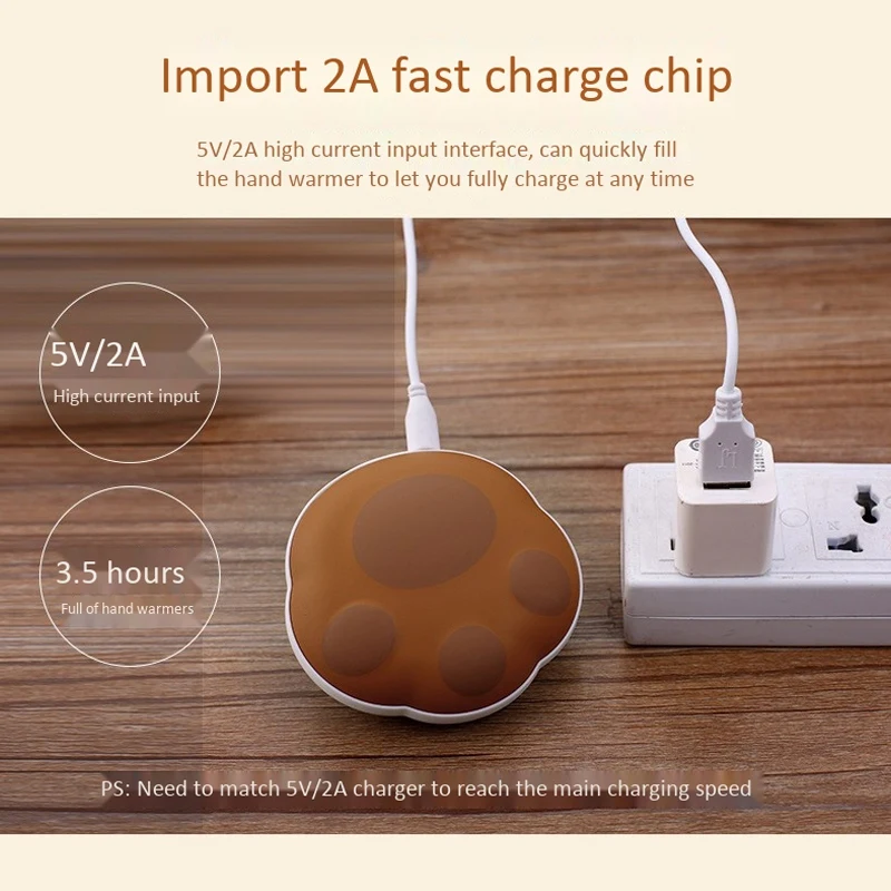 Милый мультяшный мини грелка для рук Портативный USB Перезаряжаемый медведь