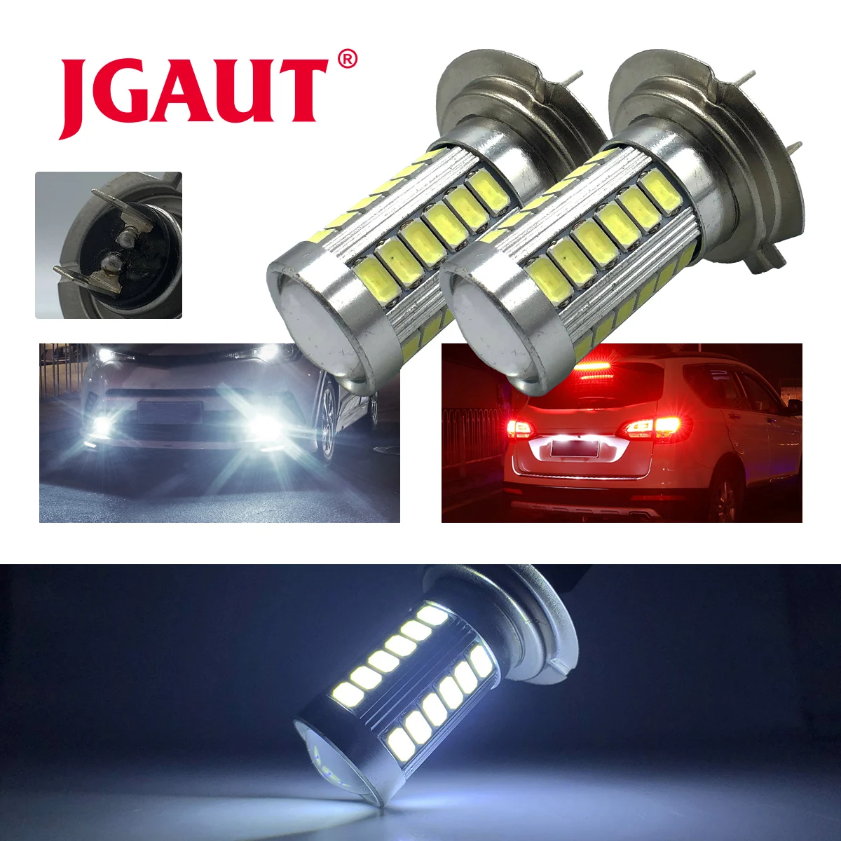 JGAUT H7 33 SMD 5630/57 автомобиль светодиодный лампы супер яркие белые Противотуманные фары 12V 24V Белый вождения дневные ходовые лампы Авто Мото грузовик