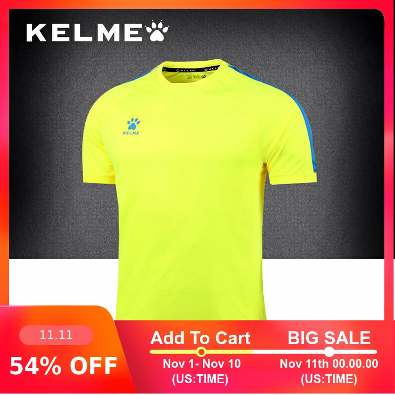 KELME 2017 летняя мужская футболка с коротким рукавом для футбола быстросохнущая