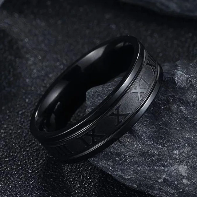 2020 Vintage Roman Numerals Men Rings Temperament Fashion 6mm Width Stainless Steel Rings For Men Jewelry Gift 3