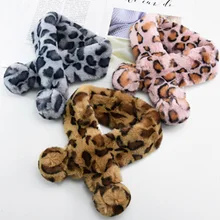 Детский зимний теплый шарф с леопардовым принтом, шарф с рисунком, Детские теплые шарфы с воротником, вязаный однотонный шарф для детей 1-6 лет