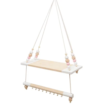 

Practical DIY Nordic Children's Room Decorative Wall Frame Wooden Wall Partition and Colored Beads Hook Children's Room