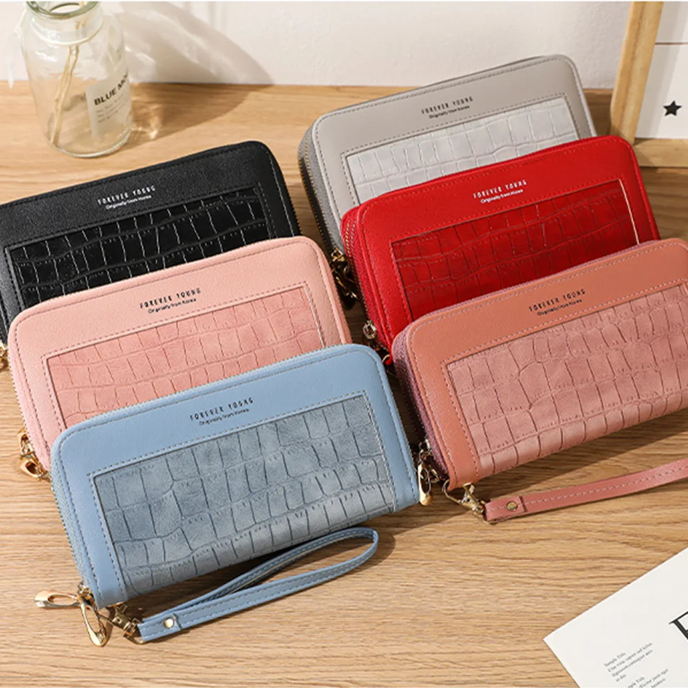 

Hot sale 2020 new style women wallets long style large capacity double zipper clutch double layer clutch bag fashion wallets