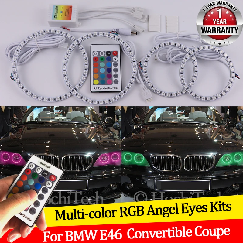 

Для BMW E46 325ci 330ci трансформер купе 2004 2005 2006 16 цветов RGB глаза ангела светодиодные кольца Halo RF Беспроводное управление DRL