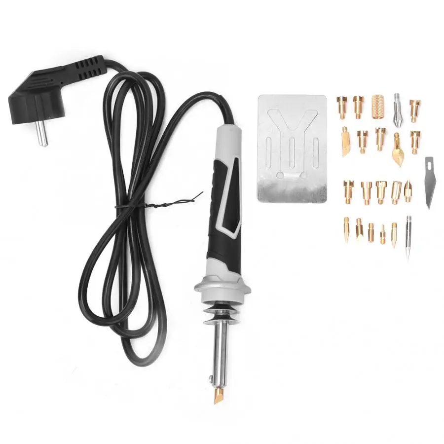 ЕС Plug 220-240 в 30 Вт ручка для сжигания древесины паяльник пирография ремесло набор инструментов
