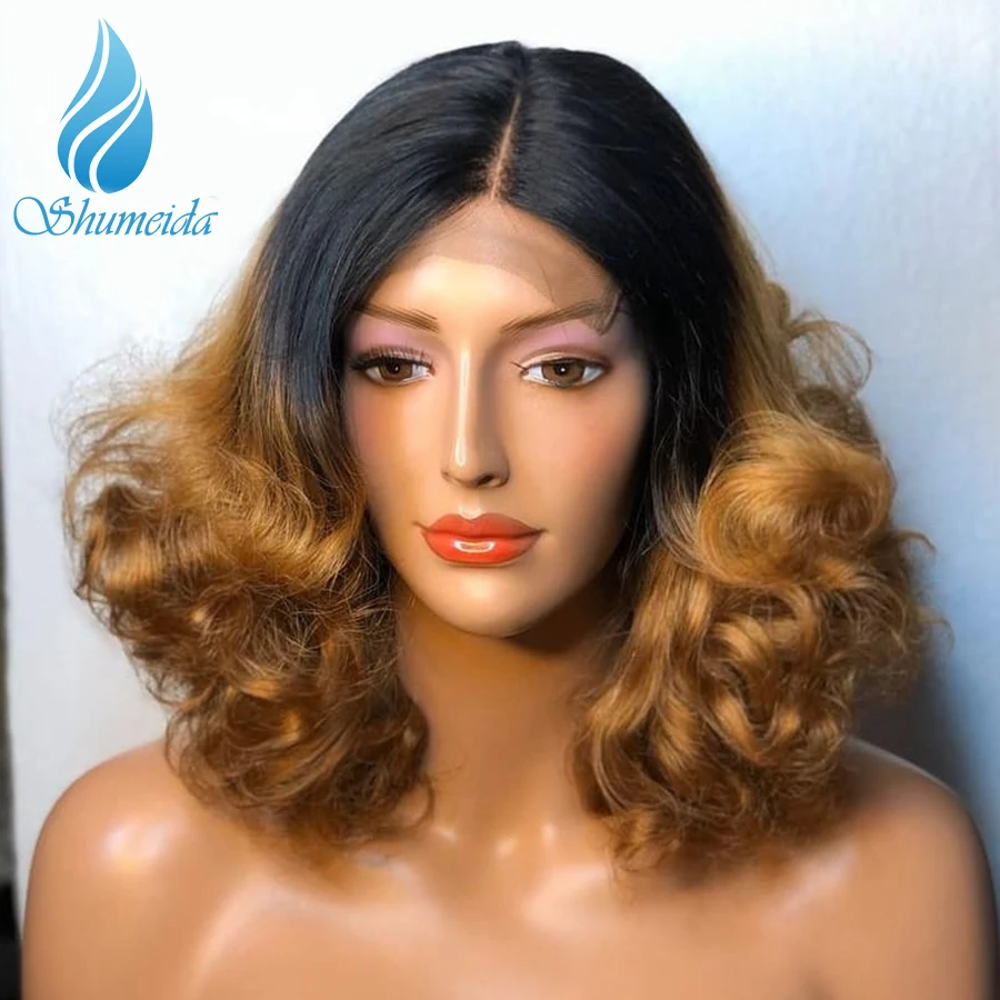 

13*6 Ombre Color Lace Front Human Hair Wigs 150% Density Brazilian Remy Hair Loose Wave Glueless Lace Wig Baby Hair