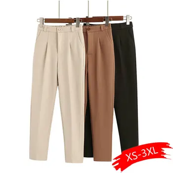

Women's Casual Harem pants Spring Summer Fashion Loose Ankle-length Trousers Female Classic High Elastic Waist Black Camel Beige