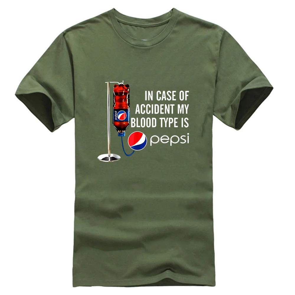 Армейский зеленый Черный чехол с надписью «My Blood type Is Pepsi», футболка в стиле Харадзюку С S-3Xl - Цвет: Армейский зеленый