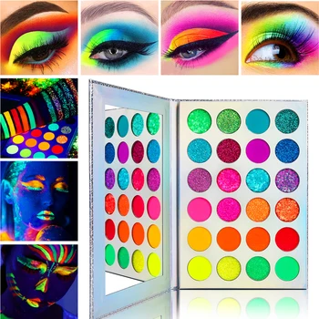 

24 Colors Fluorescent Eyeshadow Palette Matte Sequins Glow Eye Shadow Glitter Pigment Makeup Shiny Cosmetics Eyeshadow TSLM1