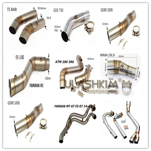 

MOTOCYCLE EXHAUST CONNECTER PIPE for BMW C600 Z250 Z250SL R25 R3 Z750 Z800 ZX6R ZX10R R15 CB1000R KTM200 390 CSXR1000 MT07 09