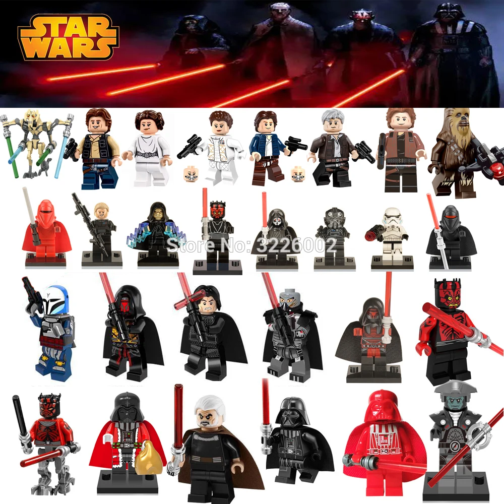 Star wars Minifigures 250+Jedi Sith Vader Yoda Obi-Wan Darth Building block