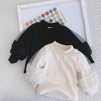 New Baby Girls Clothes Autumn Winter Turtleneck Princess Sweaters Puff Lantern Sleeve Pullovers Kids Tops Warm Children Korean 1