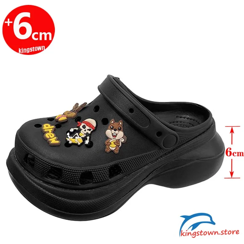 

Женские сандалии-шлепанцы Летняя обувь на толстой подошве; Нескользящая обувь на высоком каблуке; Модная обувь на платформе с перфорацией; Пляжная обувь; Стелька 6 см