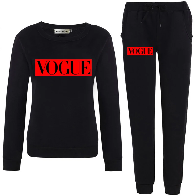 XUANSHOW Spring Autumn Women Set VOGUE Letter Print Sweatshirt+Pants Long Sleeve Tracksuits Two Piece Suit Sportswear Outfit 5XL
