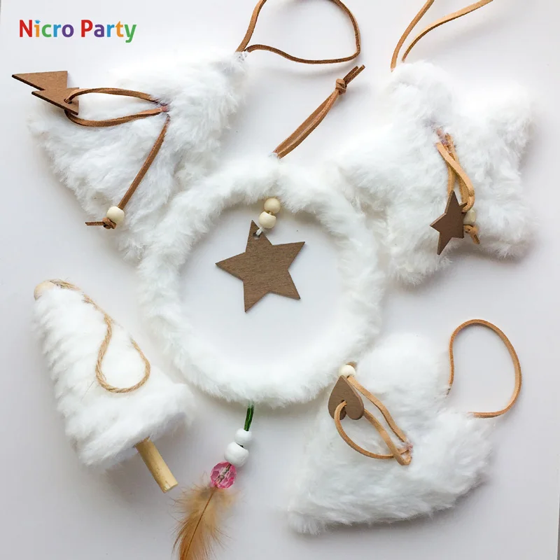 Nicro 5 шт./компл. цветов плюшевые украшения для рождественской вечеринки кулоны на