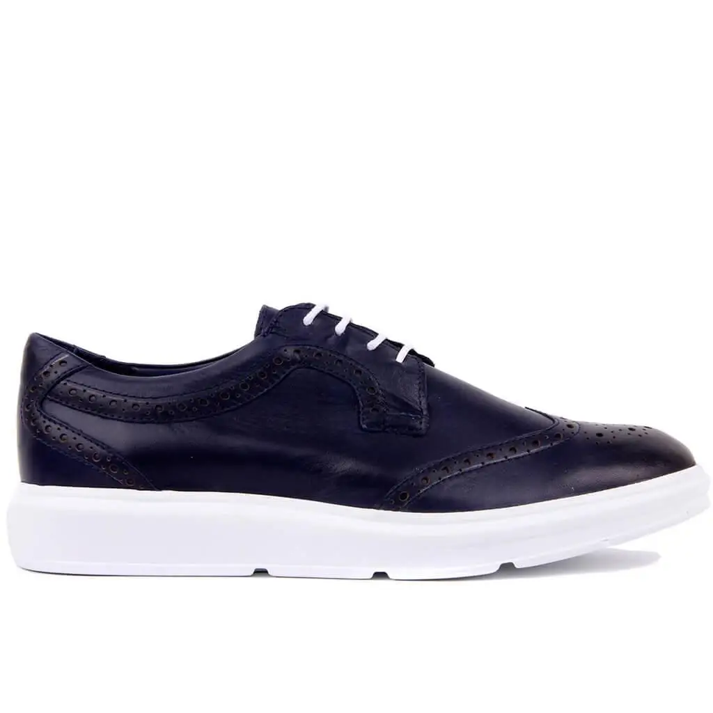 

Sail Lakers-Navy Blue Genuine Leather Men Casual Shoes