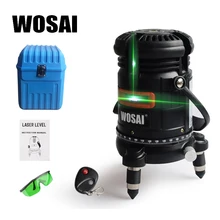 WOSAI 5 Line 6 Points Green Laser Level Self-leveling Horizontal&Vertical 360 Degree Adjustment Higher Visibility