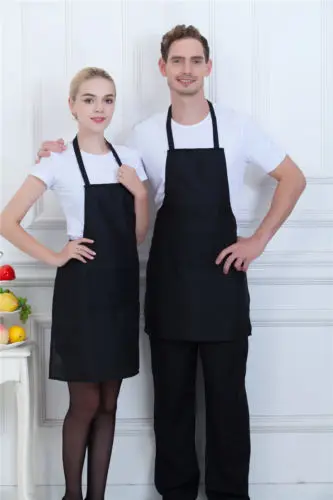 Cooking Kitchen Restaurant Bib Apron Dress with Pocket Gift Solid Classic Simple Style Useful Unisex Men Women