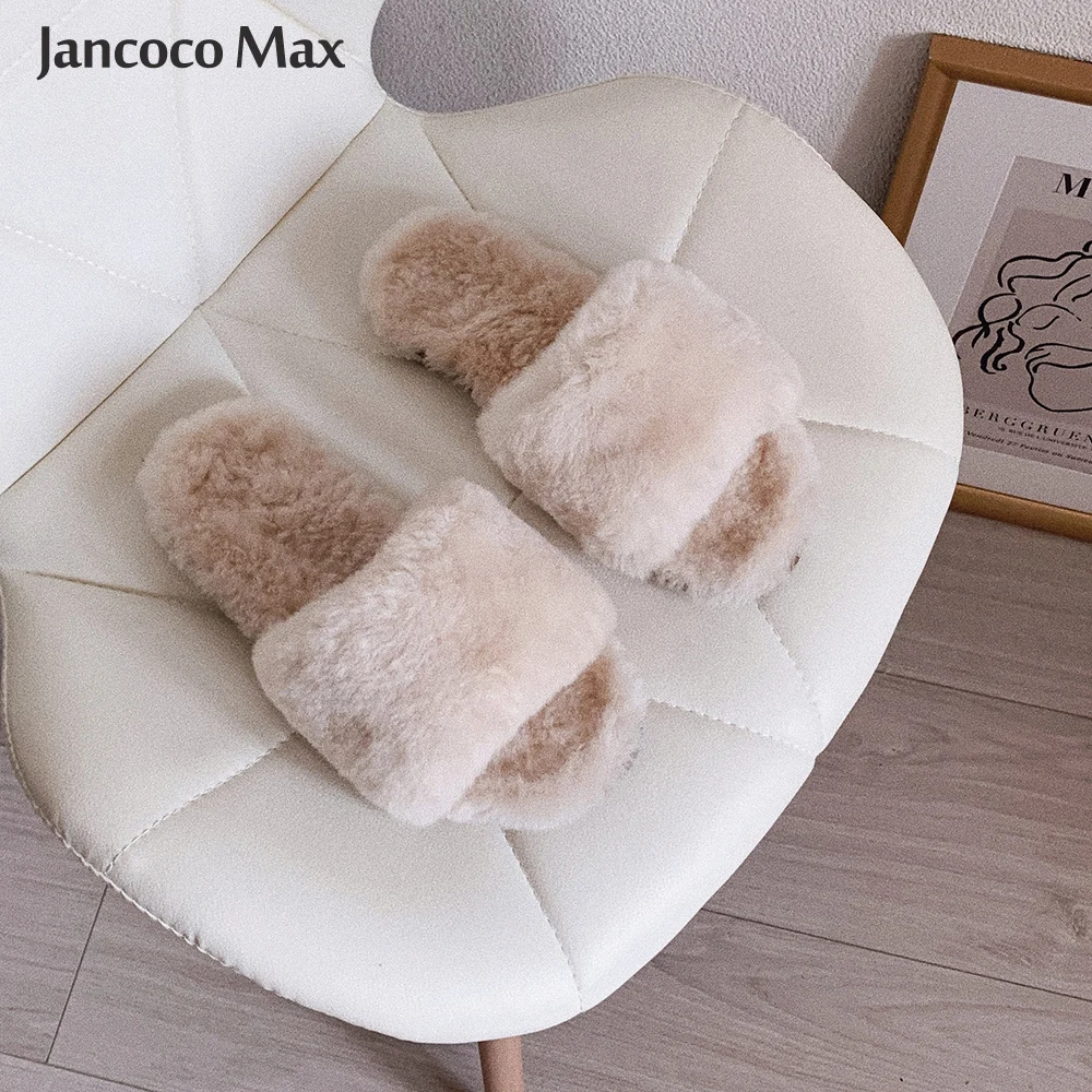 Women Slippers Warm Slippers Winter Warm Slides Sheepskin Sliders Women's Real Wool Fur Slippers Home Indoor Winter Shoes S6038
