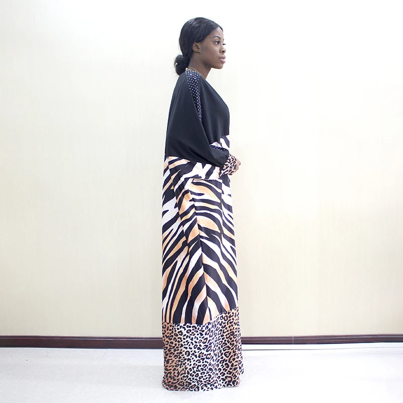2019 Новые поступления африканские Дашики бриллианты рукав леопардовый узор с v-образным вырезом африканские благородные вечерние платья