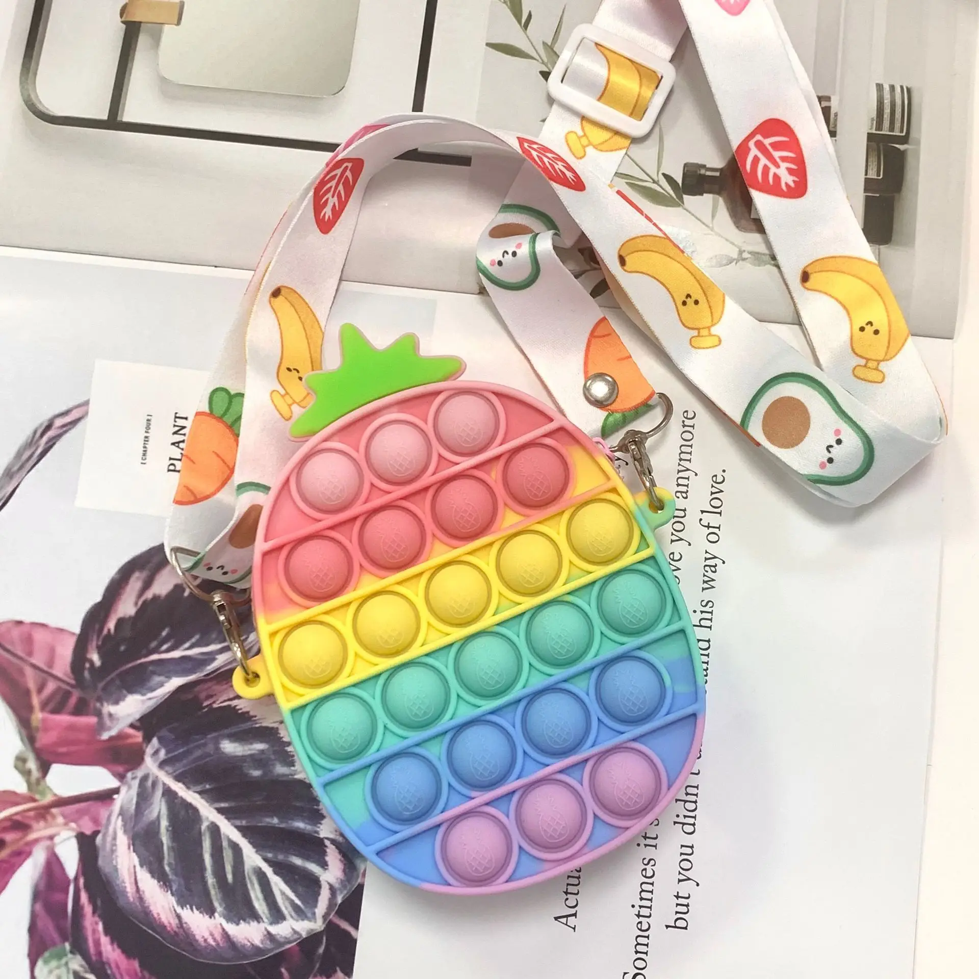 120 Styles Push Children Pop It Rainbow Unicorn Shoulder Bag Fidgeted Toys Popit Push Bubble Coin Purse Relieve Fidgeted Toys squishy ball with net Squeeze Toys