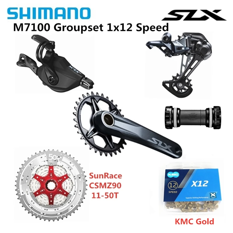 SHIMANO DEORE SLX M7100 комплект горного велосипеда MTB 1x12 speed 11-50T FC+ SL+ RD+ CSMZ90+ KMCX12 с MT800BB M7100 12 speed Groupset - Цвет: 3 Groupset