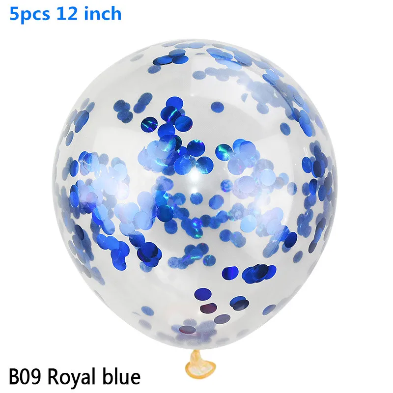 B09 Royal blue 5 шт./лот, 12 дюймов, конфетти, воздушные шары, прозрачные шары, для вечеринки, свадьбы, вечеринки, украшения, для детей, для дня рождения, для вечеринок, воздушные шары, игрушки - Цвет: B09 Royal blue